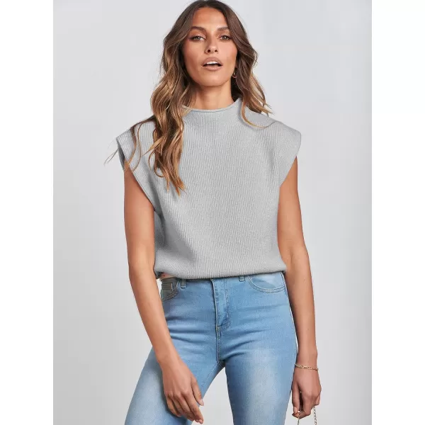 imageANRABESS Womens Mock Neck Sleeveless Sweater Vest Casual Solid Cap Sleeve Knit Pullover Tank Tops 2024 Spring ClothesGrey