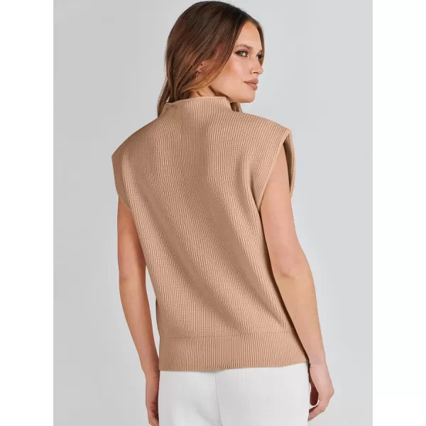 imageANRABESS Womens Mock Neck Sleeveless Sweater Vest Casual Solid Cap Sleeve Knit Pullover Tank Tops 2024 Spring ClothesKhaki