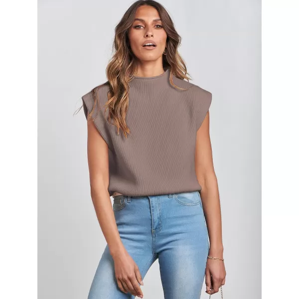 imageANRABESS Womens Mock Neck Sleeveless Sweater Vest Casual Solid Cap Sleeve Knit Pullover Tank Tops 2024 Spring ClothesLightbrown