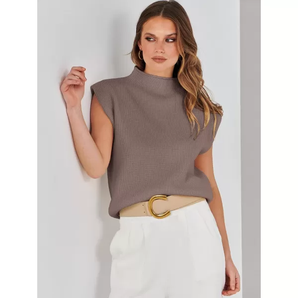 imageANRABESS Womens Mock Neck Sleeveless Sweater Vest Casual Solid Cap Sleeve Knit Pullover Tank Tops 2024 Spring ClothesLightbrown