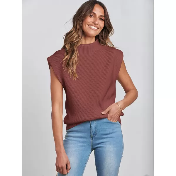 imageANRABESS Womens Mock Neck Sleeveless Sweater Vest Casual Solid Cap Sleeve Knit Pullover Tank Tops 2024 Spring ClothesMaroon