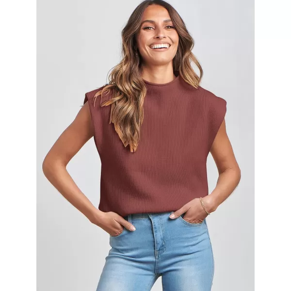 imageANRABESS Womens Mock Neck Sleeveless Sweater Vest Casual Solid Cap Sleeve Knit Pullover Tank Tops 2024 Spring ClothesMaroon
