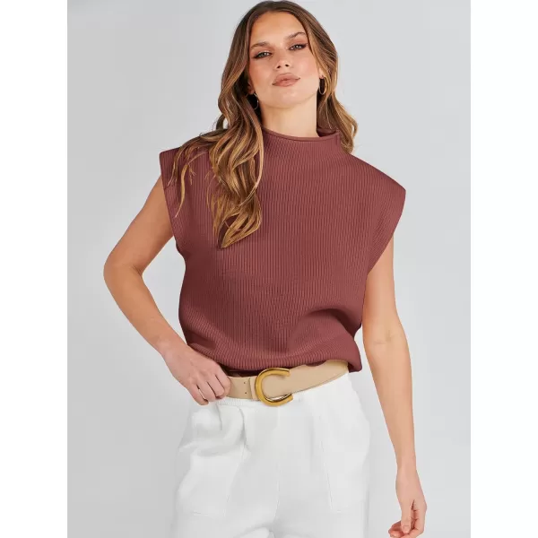 imageANRABESS Womens Mock Neck Sleeveless Sweater Vest Casual Solid Cap Sleeve Knit Pullover Tank Tops 2024 Spring ClothesMaroon