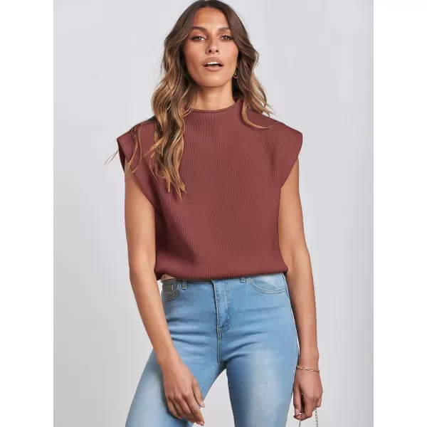 imageANRABESS Womens Mock Neck Sleeveless Sweater Vest Casual Solid Cap Sleeve Knit Pullover Tank Tops 2024 Spring ClothesMaroon