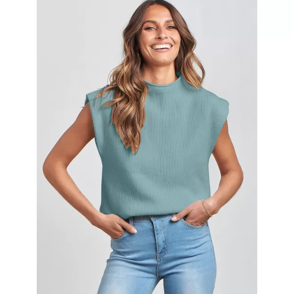 imageANRABESS Womens Mock Neck Sleeveless Sweater Vest Casual Solid Cap Sleeve Knit Pullover Tank Tops 2024 Spring ClothesMint