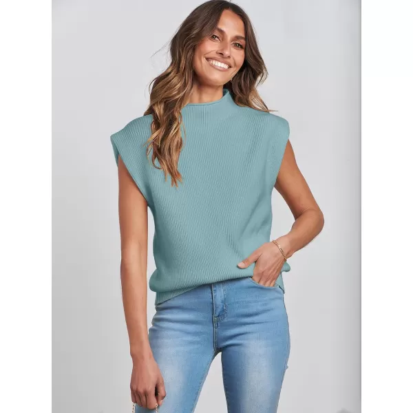 imageANRABESS Womens Mock Neck Sleeveless Sweater Vest Casual Solid Cap Sleeve Knit Pullover Tank Tops 2024 Spring ClothesMint