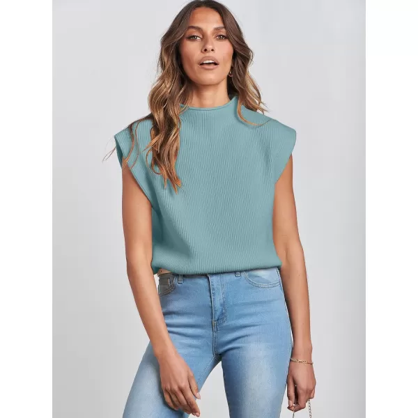 imageANRABESS Womens Mock Neck Sleeveless Sweater Vest Casual Solid Cap Sleeve Knit Pullover Tank Tops 2024 Spring ClothesMint