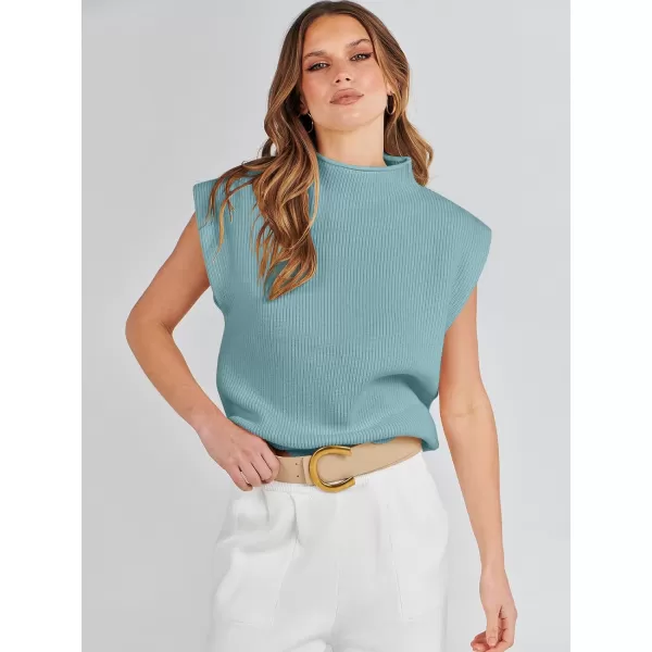 imageANRABESS Womens Mock Neck Sleeveless Sweater Vest Casual Solid Cap Sleeve Knit Pullover Tank Tops 2024 Spring ClothesMint