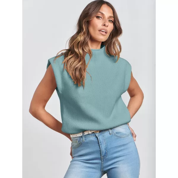 imageANRABESS Womens Mock Neck Sleeveless Sweater Vest Casual Solid Cap Sleeve Knit Pullover Tank Tops 2024 Spring ClothesMint