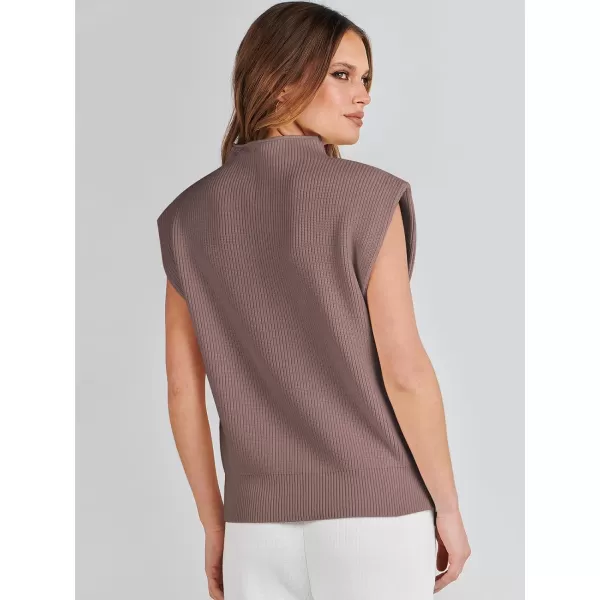 imageANRABESS Womens Mock Neck Sleeveless Sweater Vest Casual Solid Cap Sleeve Knit Pullover Tank Tops 2024 Spring ClothesNutmeg