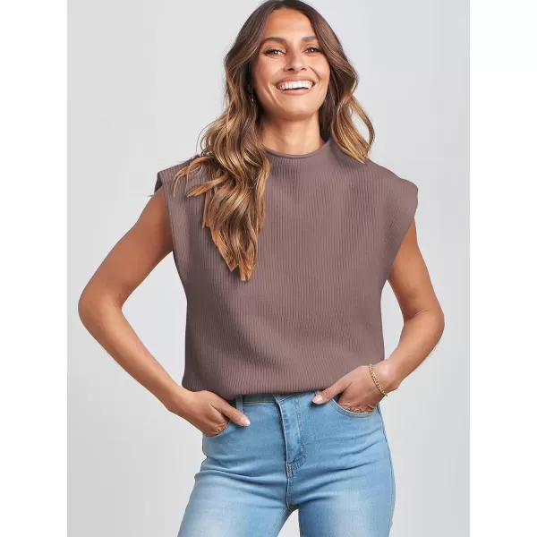 imageANRABESS Womens Mock Neck Sleeveless Sweater Vest Casual Solid Cap Sleeve Knit Pullover Tank Tops 2024 Spring ClothesNutmeg