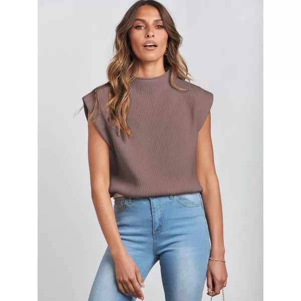 imageANRABESS Womens Mock Neck Sleeveless Sweater Vest Casual Solid Cap Sleeve Knit Pullover Tank Tops 2024 Spring ClothesNutmeg