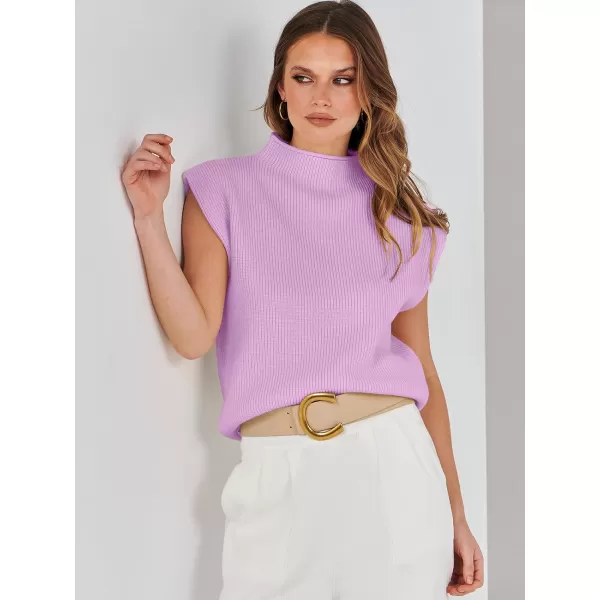 imageANRABESS Womens Mock Neck Sleeveless Sweater Vest Casual Solid Cap Sleeve Knit Pullover Tank Tops 2024 Spring ClothesPurple