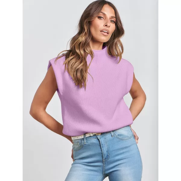 imageANRABESS Womens Mock Neck Sleeveless Sweater Vest Casual Solid Cap Sleeve Knit Pullover Tank Tops 2024 Spring ClothesPurple
