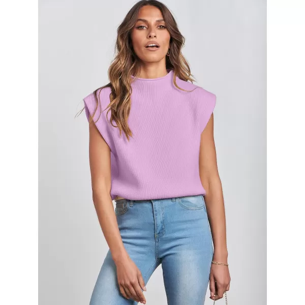 imageANRABESS Womens Mock Neck Sleeveless Sweater Vest Casual Solid Cap Sleeve Knit Pullover Tank Tops 2024 Spring ClothesPurple