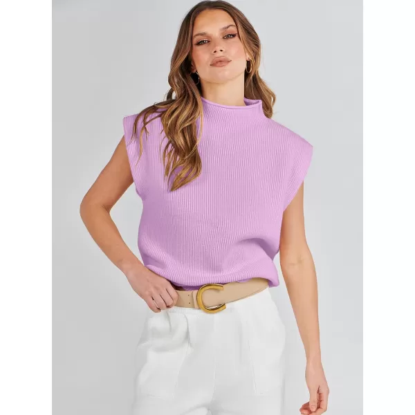 imageANRABESS Womens Mock Neck Sleeveless Sweater Vest Casual Solid Cap Sleeve Knit Pullover Tank Tops 2024 Spring ClothesPurple