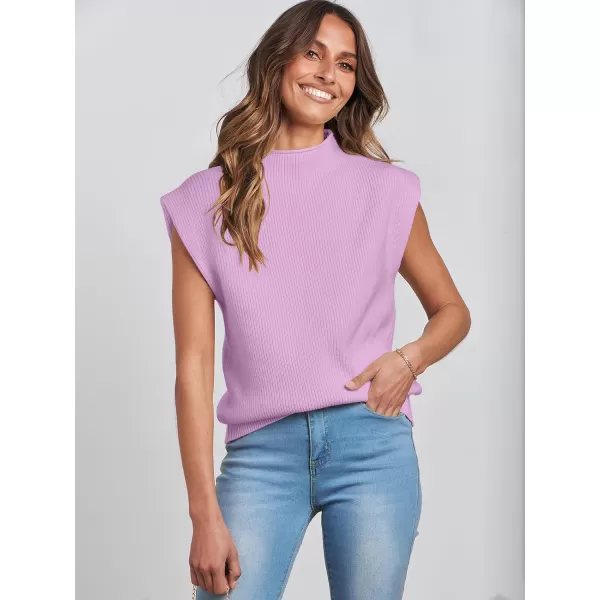 imageANRABESS Womens Mock Neck Sleeveless Sweater Vest Casual Solid Cap Sleeve Knit Pullover Tank Tops 2024 Spring ClothesPurple