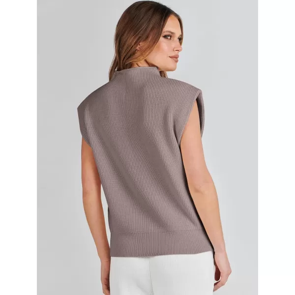 imageANRABESS Womens Mock Neck Sleeveless Sweater Vest Casual Solid Cap Sleeve Knit Pullover Tank Tops 2024 Spring ClothesRedapricot