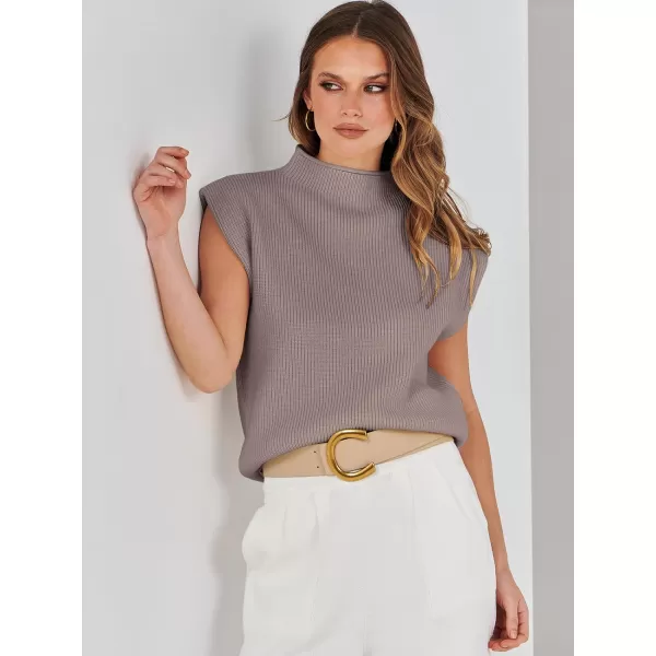 imageANRABESS Womens Mock Neck Sleeveless Sweater Vest Casual Solid Cap Sleeve Knit Pullover Tank Tops 2024 Spring ClothesRedapricot