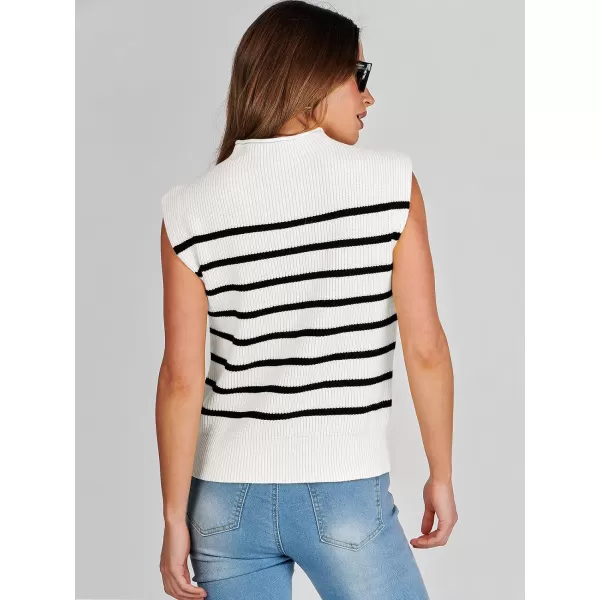 imageANRABESS Womens Mock Neck Sleeveless Sweater Vest Casual Solid Cap Sleeve Knit Pullover Tank Tops 2024 Spring ClothesStrip White
