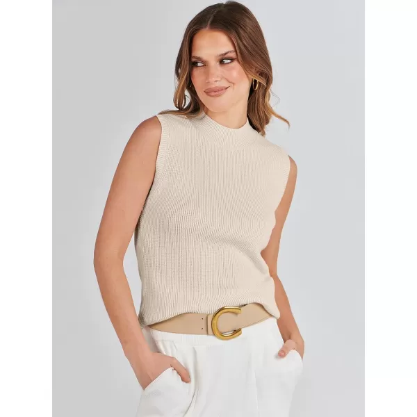 imageANRABESS Womens Mock Neck Sleeveless Tank Tops Casual 2024 Spring Summer Trendy Knit Pullover Sweater VestApricot