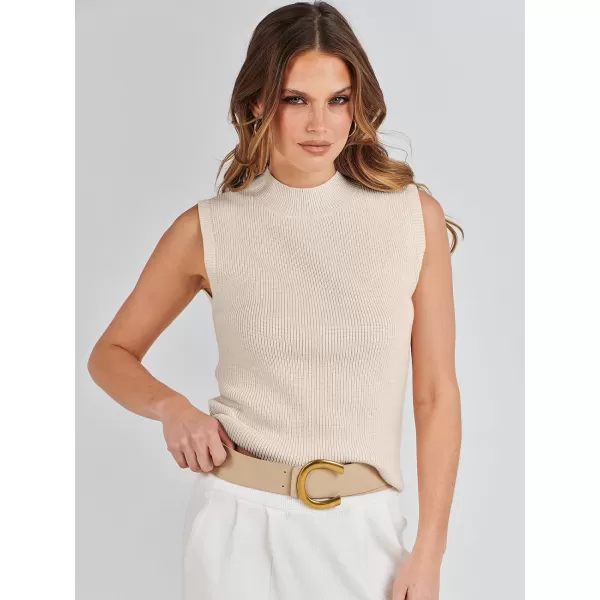 imageANRABESS Womens Mock Neck Sleeveless Tank Tops Casual 2024 Spring Summer Trendy Knit Pullover Sweater VestApricot