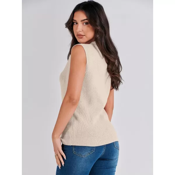 imageANRABESS Womens Mock Neck Sleeveless Tank Tops Casual 2024 Spring Summer Trendy Knit Pullover Sweater VestApricot
