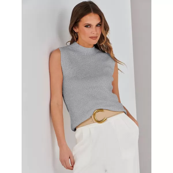 imageANRABESS Womens Mock Neck Sleeveless Tank Tops Casual 2024 Spring Summer Trendy Knit Pullover Sweater VestGrey