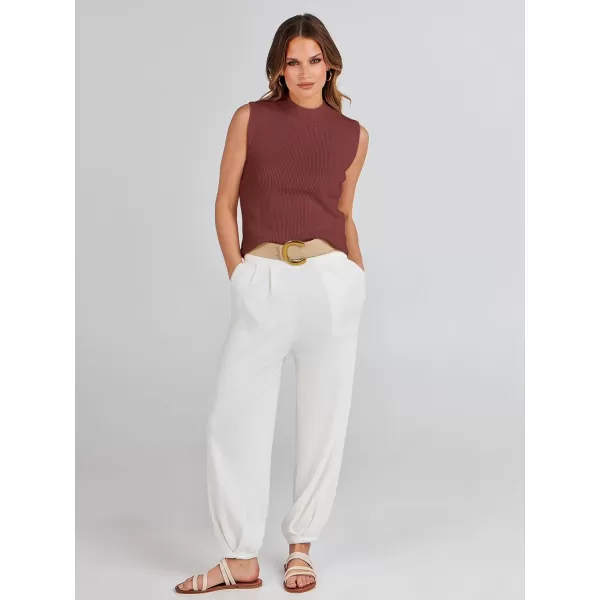imageANRABESS Womens Mock Neck Sleeveless Tank Tops Casual 2024 Spring Summer Trendy Knit Pullover Sweater VestMaroon