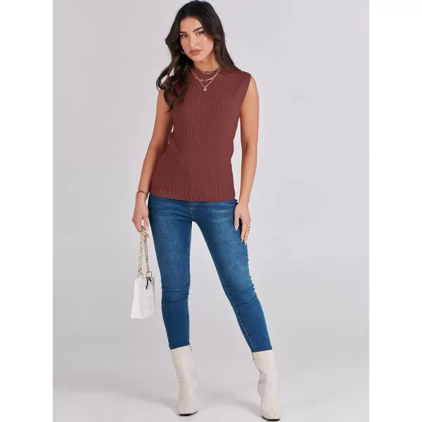 imageANRABESS Womens Mock Neck Sleeveless Tank Tops Casual 2024 Spring Summer Trendy Knit Pullover Sweater VestMaroon