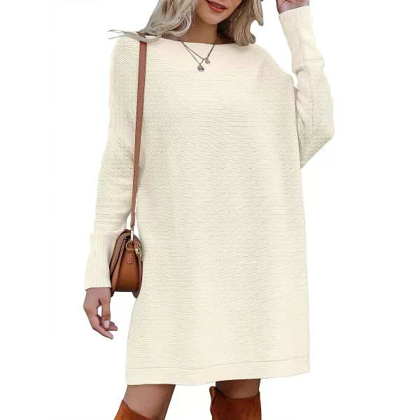 imageANRABESS Womens Off Shoulder Boat Neck Long Batwing Sleeve Casual Loose Oversized Pullover Tunic SweatersApricot