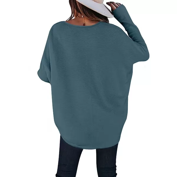 imageANRABESS Womens Off Shoulder Long Batwing Sleeve Oversized Pullover High Low Dolman Sweater Knit Loose Jumper Tunics Tops02 Blue