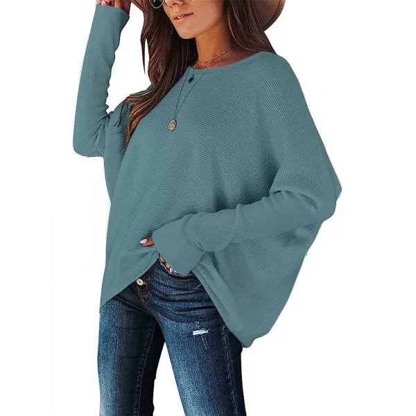 imageANRABESS Womens Off Shoulder Long Batwing Sleeve Oversized Pullover High Low Dolman Sweater Knit Loose Jumper Tunics Tops10 Blue