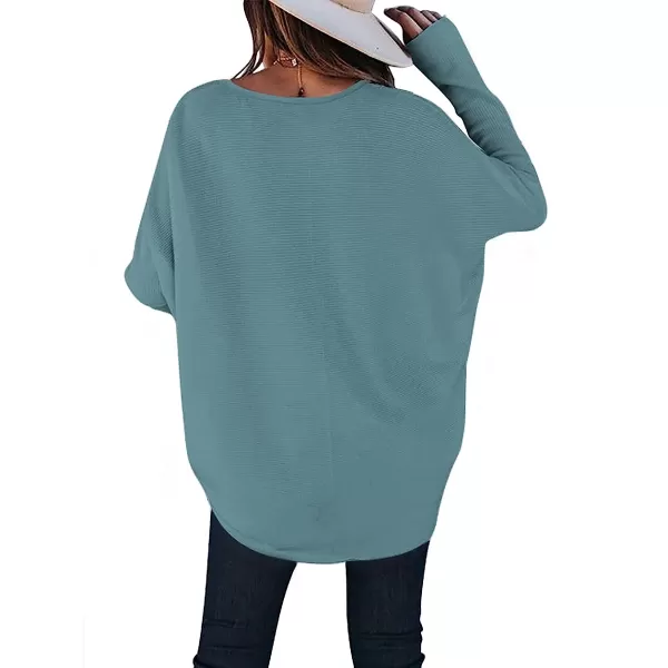 imageANRABESS Womens Off Shoulder Long Batwing Sleeve Oversized Pullover High Low Dolman Sweater Knit Loose Jumper Tunics Tops10 Blue