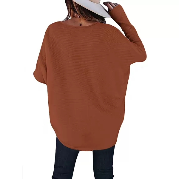 imageANRABESS Womens Off Shoulder Long Batwing Sleeve Oversized Pullover High Low Dolman Sweater Knit Loose Jumper Tunics Tops10 Caramel