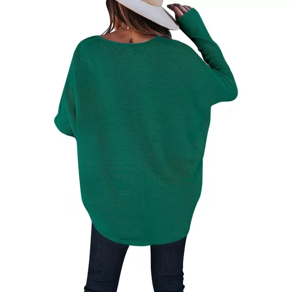 imageANRABESS Womens Off Shoulder Long Batwing Sleeve Oversized Pullover High Low Dolman Sweater Knit Loose Jumper Tunics TopsGrass