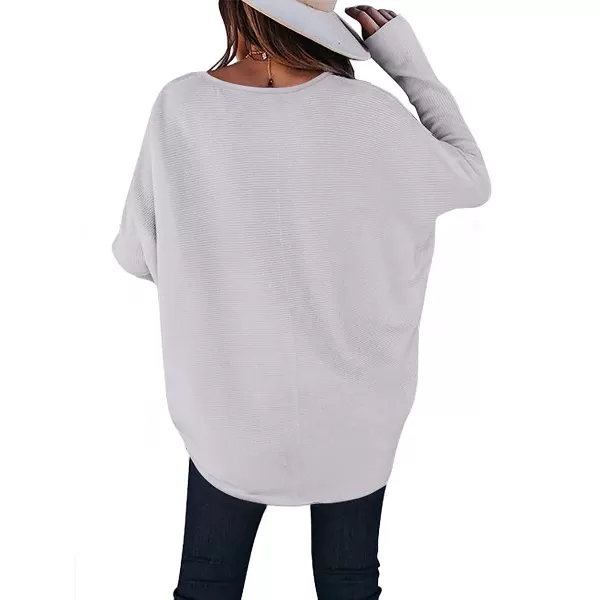 imageANRABESS Womens Off Shoulder Long Batwing Sleeve Oversized Pullover High Low Dolman Sweater Knit Loose Jumper Tunics TopsLight Purple