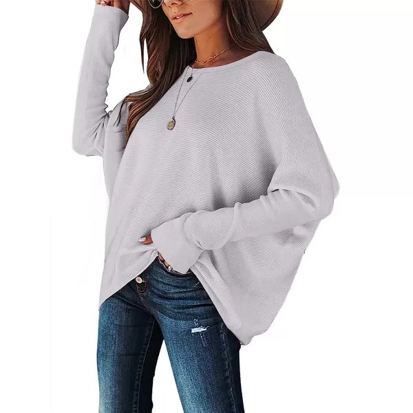 imageANRABESS Womens Off Shoulder Long Batwing Sleeve Oversized Pullover High Low Dolman Sweater Knit Loose Jumper Tunics TopsLight Purple
