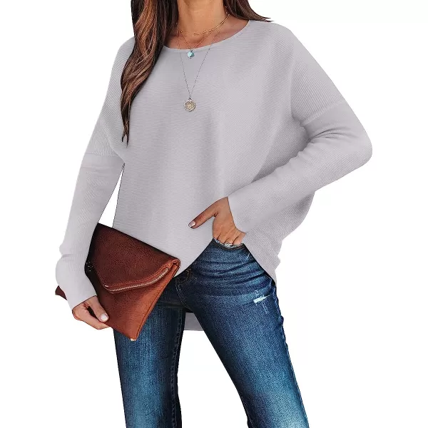 imageANRABESS Womens Off Shoulder Long Batwing Sleeve Oversized Pullover High Low Dolman Sweater Knit Loose Jumper Tunics TopsLight Purple