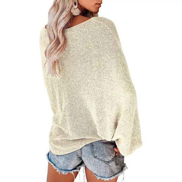imageANRABESS Womens Off Shoulder Long Sleeve Oversized Pullover Sweater Knit Jumper Loose Tops02white