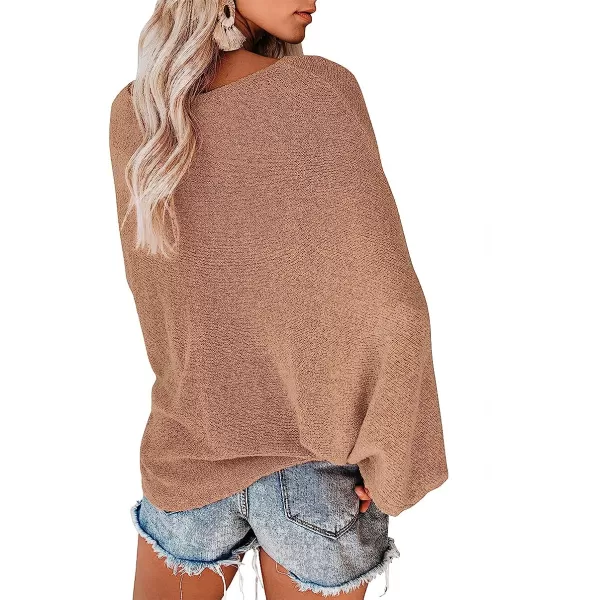 imageANRABESS Womens Off Shoulder Long Sleeve Oversized Pullover Sweater Knit Jumper Loose Tops04khaki