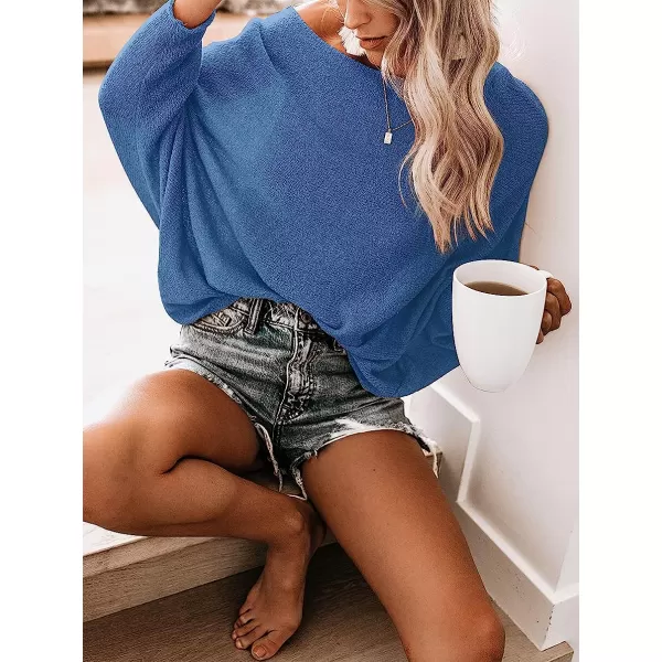 imageANRABESS Womens Off Shoulder Long Sleeve Oversized Pullover Sweater Knit Jumper Loose Tops10blue