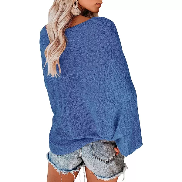 imageANRABESS Womens Off Shoulder Long Sleeve Oversized Pullover Sweater Knit Jumper Loose Tops10blue