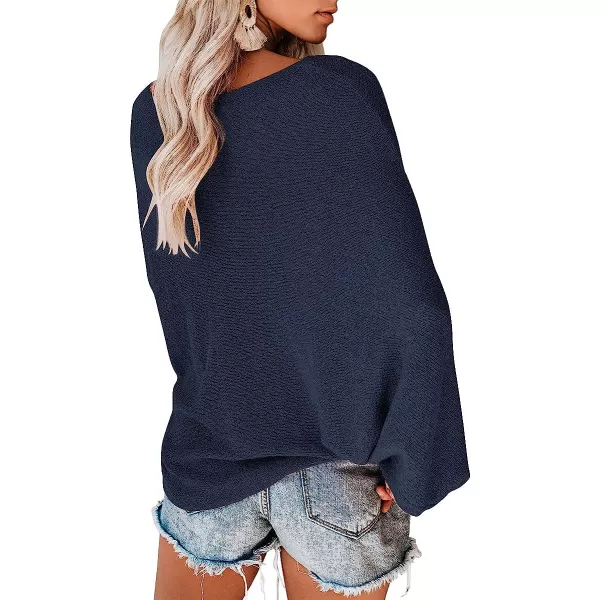 imageANRABESS Womens Off Shoulder Long Sleeve Oversized Pullover Sweater Knit Jumper Loose Tops12dark Blue