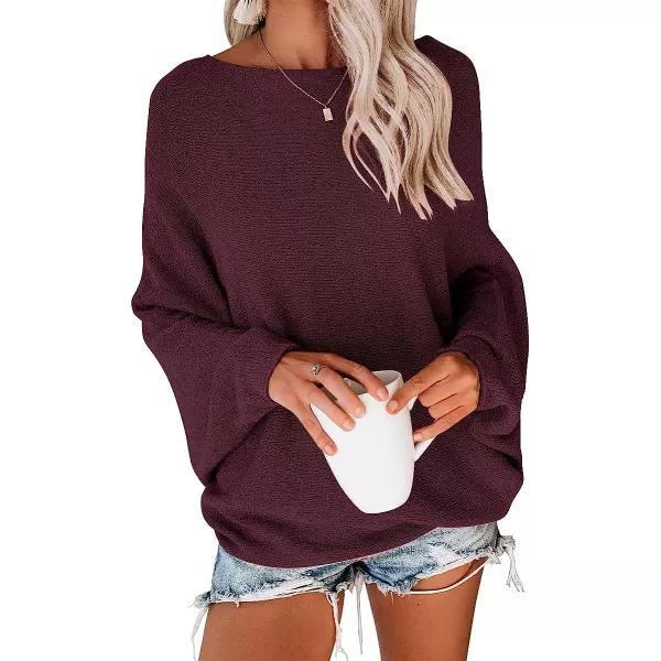 imageANRABESS Womens Off Shoulder Long Sleeve Oversized Pullover Sweater Knit Jumper Loose Tops13purple