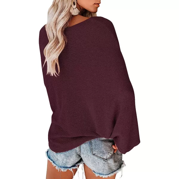 imageANRABESS Womens Off Shoulder Long Sleeve Oversized Pullover Sweater Knit Jumper Loose Tops13purple