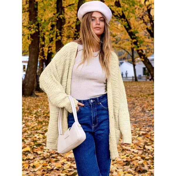 imageANRABESS Womens Open Front Fuzzy Cardigan Sweaters Batwing Sleeve Lightweight Oversized Loose Knit Sweater with PocketsApricot