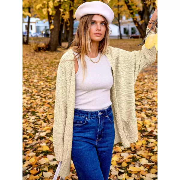 imageANRABESS Womens Open Front Fuzzy Cardigan Sweaters Batwing Sleeve Lightweight Oversized Loose Knit Sweater with PocketsApricot