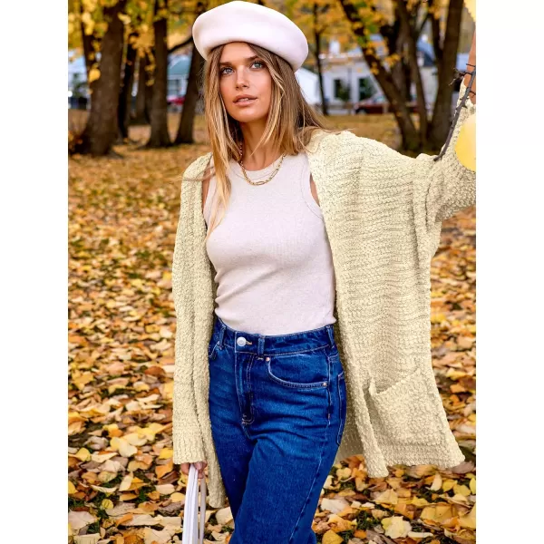 imageANRABESS Womens Open Front Fuzzy Cardigan Sweaters Batwing Sleeve Lightweight Oversized Loose Knit Sweater with PocketsApricot