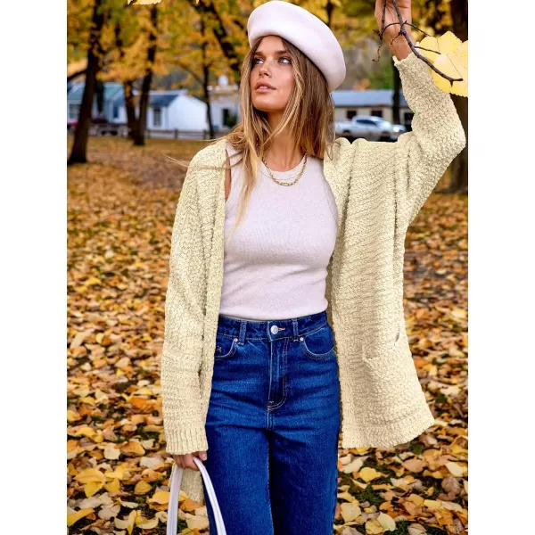 imageANRABESS Womens Open Front Fuzzy Cardigan Sweaters Batwing Sleeve Lightweight Oversized Loose Knit Sweater with PocketsApricot